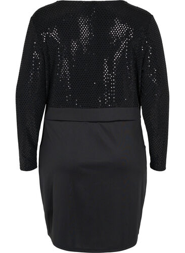 Nauwsluitende jurk met glitterstructuur, Black, Packshot image number 1