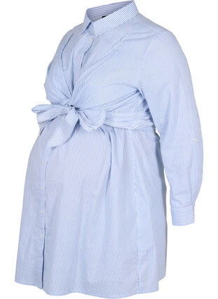 Zwangerschapsjurk van katoen, Blue Stripe, Packshot image number 0