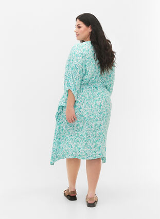 Viscose caftan jurk met print, Green Dot, Model image number 1
