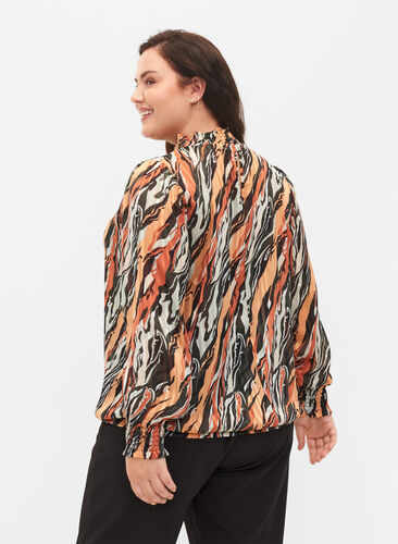 Bedrukte blouse met smock, Multi Aop, Model image number 1