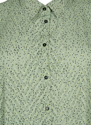 Gestippelde overhemdjurk met 3/4-mouwen en split, Seagrass Dot, Packshot image number 2