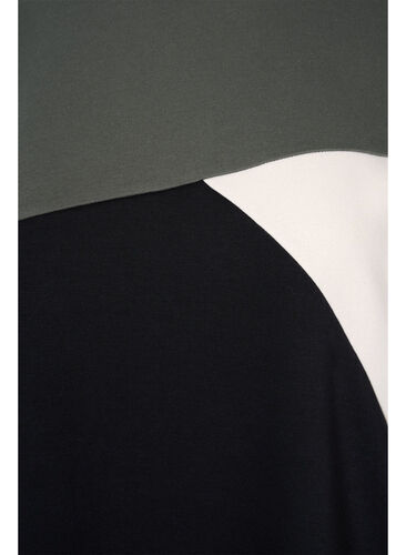 Lang sweatshirt met colorblock, Black Color Block, Packshot image number 2