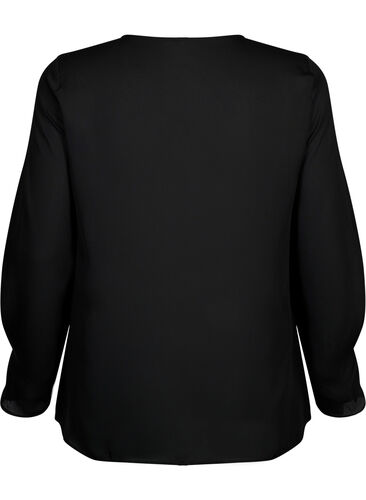Effen blouse met lange mouwen, Black, Packshot image number 1