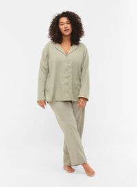 Katoenen Pyjamabroek met structuur, Seagrass , Model