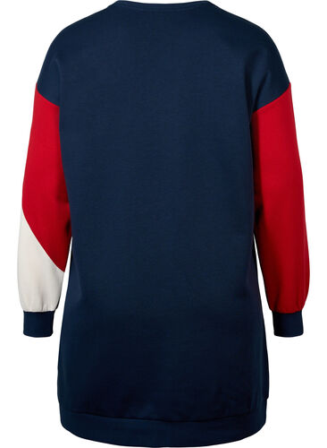 Lang sweatshirt met colorblock, Navy Color Block, Packshot image number 1