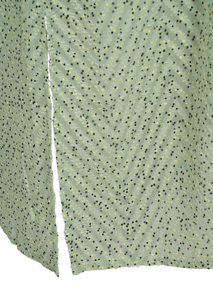 Gestippelde overhemdjurk met 3/4-mouwen en split, Seagrass Dot, Packshot image number 3