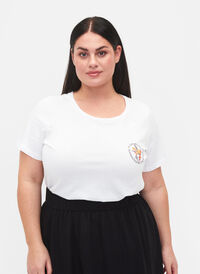 Katoenen t-shirt met opdruk op de voorkant, White Chest Print, Model