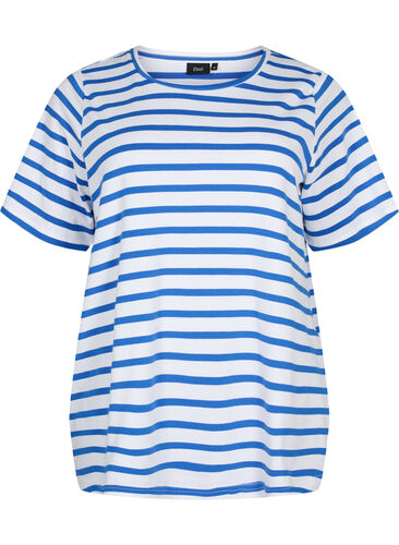 Gestreept katoenen t-shirt, Blue Stripes, Packshot image number 0