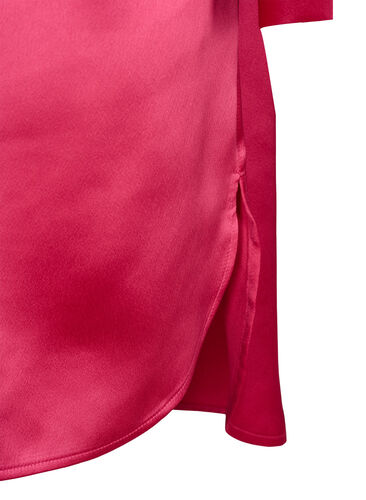 Lang glanzend shirt met split, Pink Flambé, Packshot image number 3