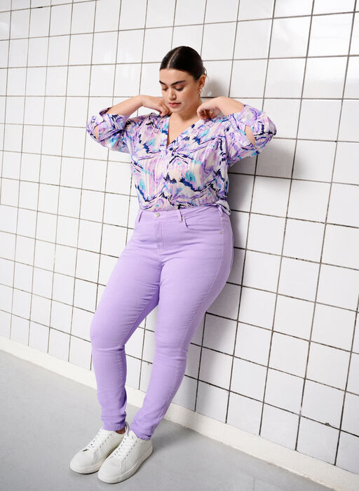 Amy jeans met hoge taille en super slanke pasvorm, Lavender, Image image number 0