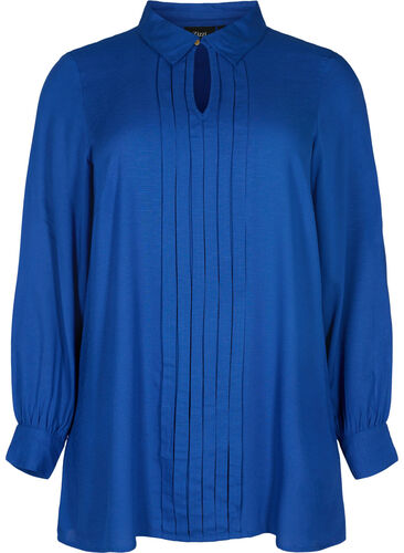 Viscose blouse met lange mouwen en overhemdkraag, Surf the web, Packshot image number 0