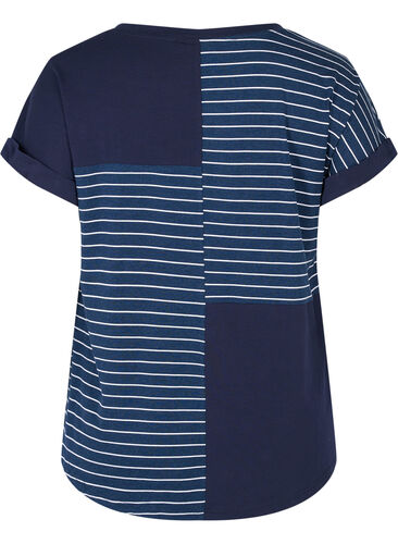 T-shirt met korte mouwen en strepen in viscose, Night Sky Stripe, Packshot image number 1