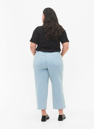 Straight jeans met enkellengte, Light blue denim, Model image number 1