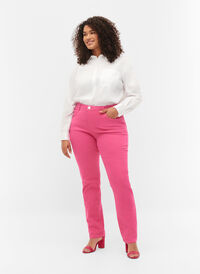 Emily jeans met normale taille en slanke pasvorm, Shock. Pink, Model
