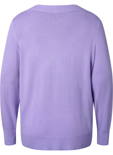 Gebreide blouse van viscose met v-hals, Lavender, Packshot image number 1