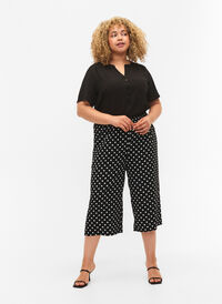 Culotte broek met print, Black w. Dots, Model