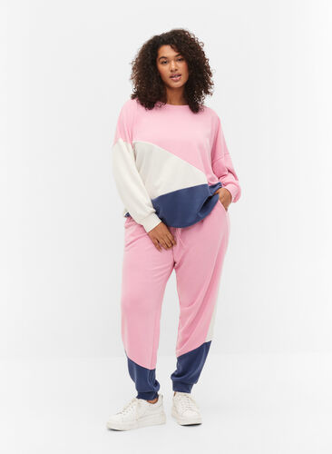 Sweatpants met colour block, C. Pink C. Blocking, Model image number 0