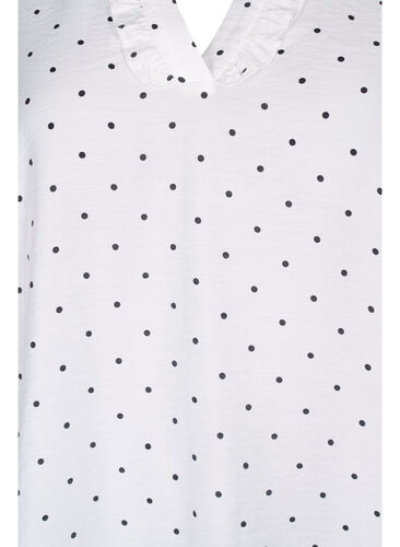 Gestippelde blouse met 3/4 mouwen in viscose, White Dot, Packshot image number 2