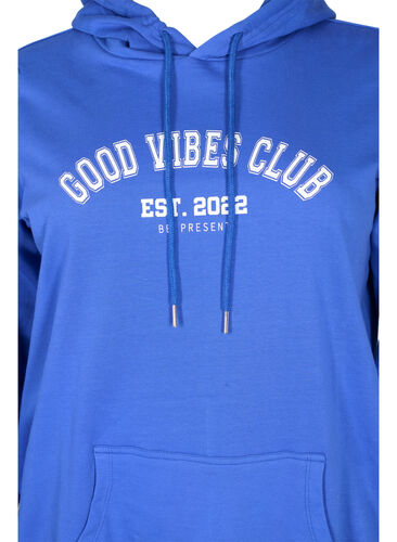 Sweatshirt met tekstopdruk en capuchon, Dazzling Blue, Packshot image number 2
