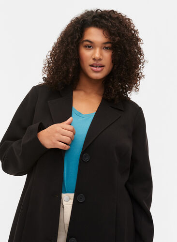 Lange jas met knoopsluiting, Black, Model image number 2