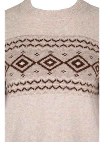 Gebreide trui met jaquardpatroon, Pumice Stone Mel., Packshot image number 2