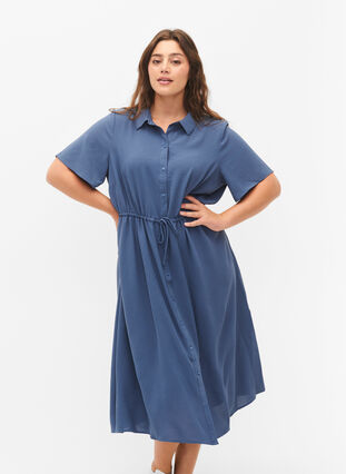Shirt jurk met korte mouwen, Vintage Indigo, Model image number 2