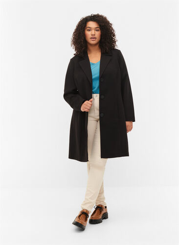 Lange jas met knoopsluiting, Black, Model image number 3