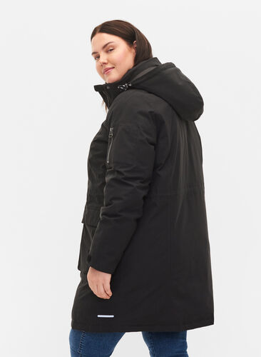 Winterjas met afneembare capuchon en zakken, Black, Model image number 1
