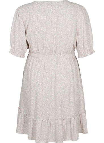 Gebloemde viscose jurk met korte mouwen, White Ditsy AOP, Packshot image number 1