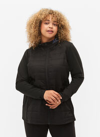 Sportief vest met quilt en capuchon, Black, Model