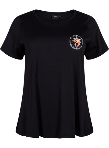 Katoenen t-shirt met opdruk op de voorkant, Black W. Chest print, Packshot image number 0