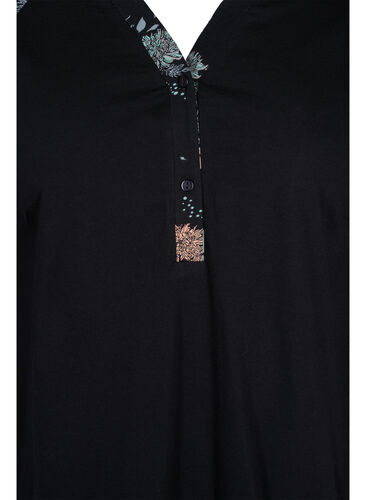 Katoenen nachtjurk met print details, Black Flower AOP, Packshot image number 2
