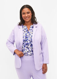 Basic blazer met knoop en sierzakken, Purple Rose, Model