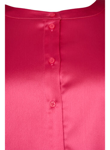 Lang glanzend shirt met split, Pink Flambé, Packshot image number 2