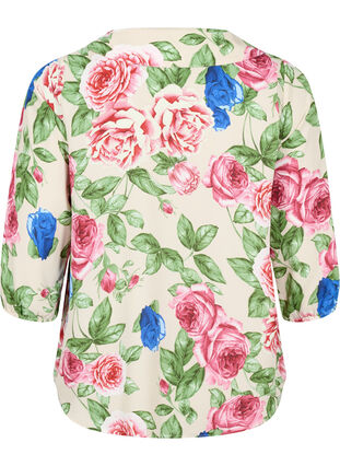 Gebloemd shirt met 3/4 mouwen, Bright Flower, Packshot image number 1