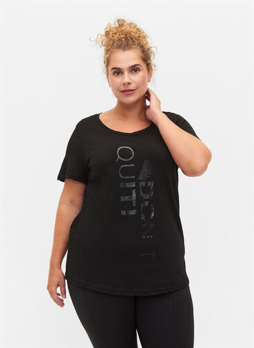 Trainingsshirt met print, Black Don't Quit , Model image number 0