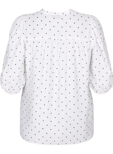 Gestippelde blouse met 3/4 mouwen in viscose, White Dot, Packshot image number 1