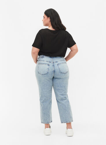 Cropped Vera jeans met studs, Light blue denim, Model image number 1
