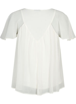 Effen blouse met vleermuismouwen en v-hals, Warm Off-white, Packshot image number 1