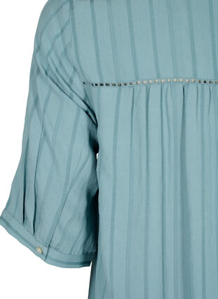 Gestreepte viscose jurk met kanten lint, Smoke Blue, Packshot image number 3