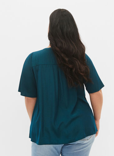 T-shirt met stippen patroon, Deep Teal, Model image number 1