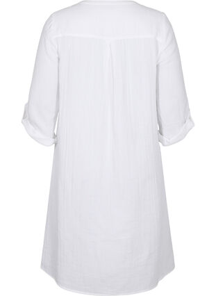 Katoenen jurk met 3/4 mouwen, Bright White, Packshot image number 1