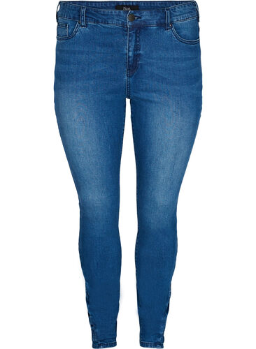 Super slim fit Amy jeans met strikje, Dark blue, Packshot image number 0