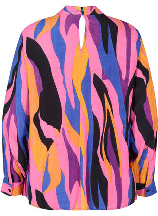 Viscose blouse met lange mouwen en print, Multi AOP, Packshot image number 1