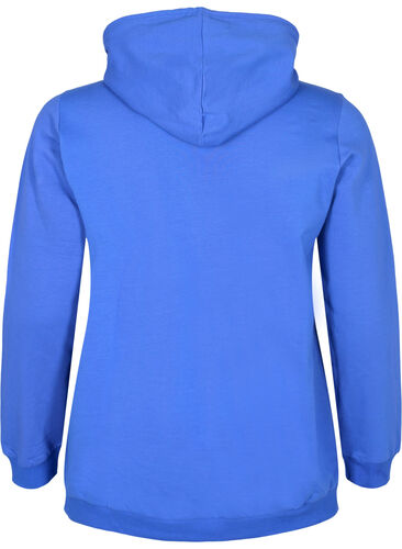Sweatshirt met tekstopdruk en capuchon, Dazzling Blue, Packshot image number 1