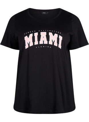 Katoenen t-shirt met printdetail, Black MIAMI, Packshot image number 0