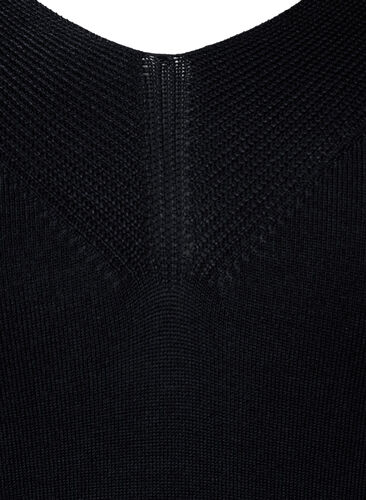 Gebreide blouse van viscose met v-hals, Black, Packshot image number 2
