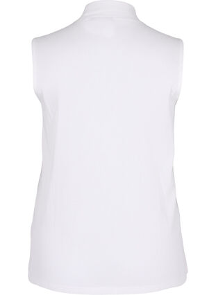 Katoenen top met hoge hals en ribstructuur, Bright White, Packshot image number 1
