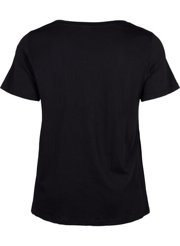 Katoenen t-shirt met opdruk op de voorkant, Black W. Chest print, Packshot image number 1