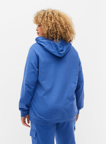 Sweatshirt met tekstopdruk en capuchon, Dazzling Blue, Model image number 1